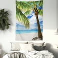 thumbnail image 3 of Lonely Palm Tree Tapestry, Sandy Beach Isolated Philippines Hot Sunny Travel Destination, Wall Hanging for Bedroom Living Room Dorm Decor, 40W X 60L Inches, Green Coconut Blue, by Ambesonne, 3 of 5