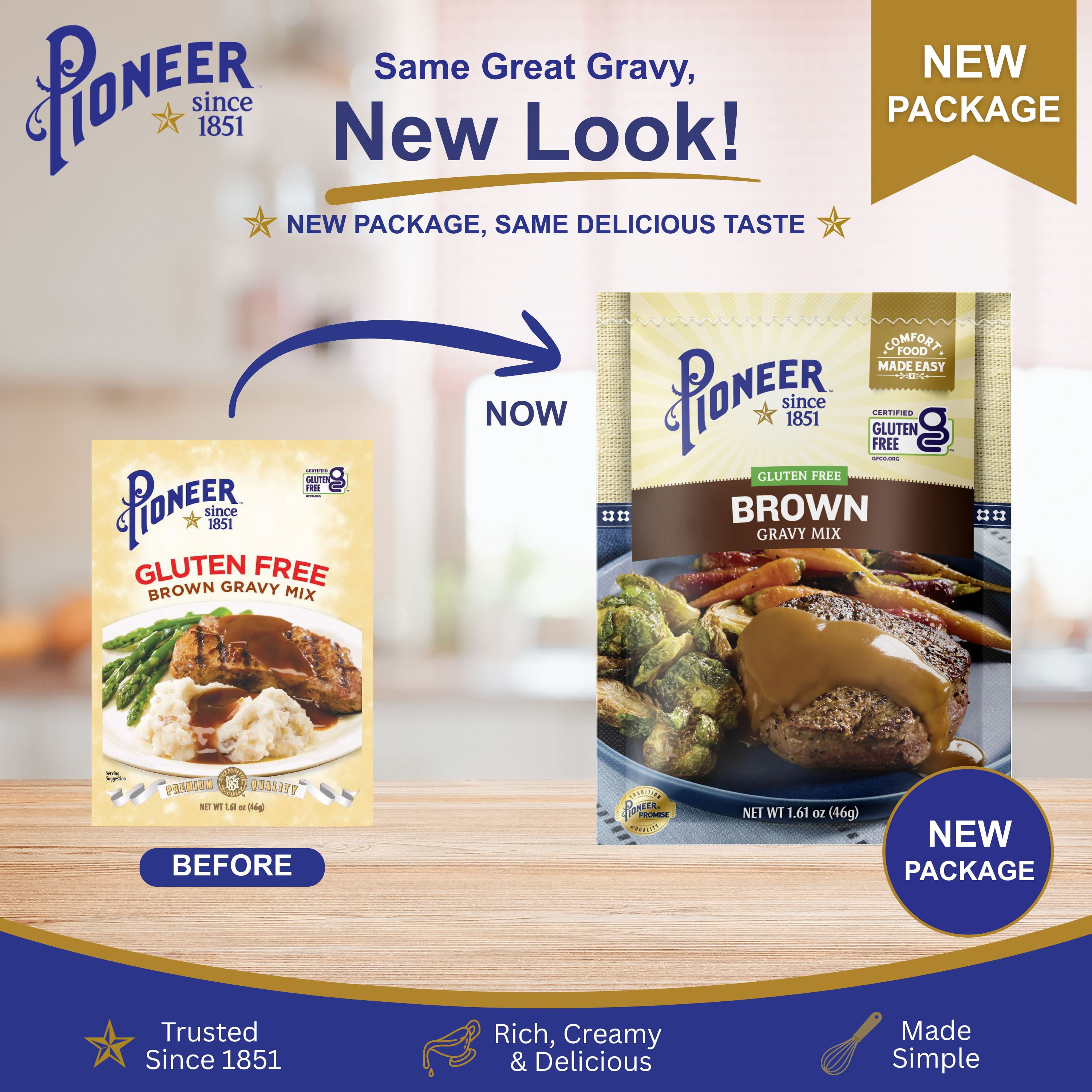 (12 pack) Pioneer Gluten Free Brown Gravy Mix 1.61 oz. Packet