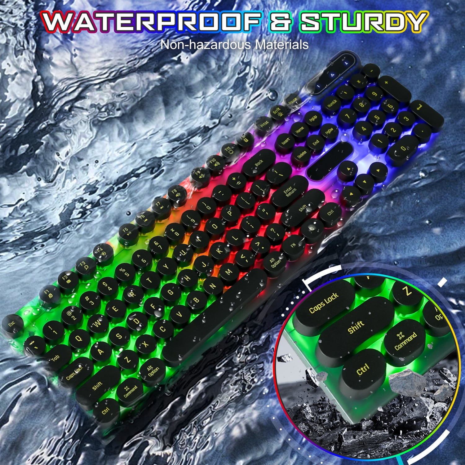 CMYBabee Mouse and Keyboard Combo, 104 Keys Wired gaming keyboard and mouse keyboard, Retro Punk Gaming RGB Keyboard, for Windows/Mac/PC (Black)