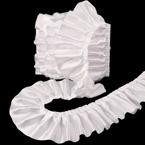 White Ruffle Ribbon 3inch Wide Ruffle Trim Lace Craft Supply for Sewing, Decor
