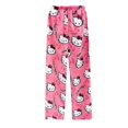 thumbnail image 1 of Pantalones de pijama de lana Kawaii Hello Kitty para mujeres y niñas, estampado navideño de gato y gatito de dibujos animados S, 1 of 2