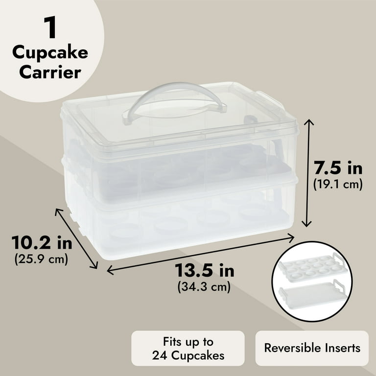 1pc Portable Cupcake Box, Can Carry 24 Standard Size Cupcakes, Durable  Muffin Travel Airtight Storage Two-Layer Holder & Reusable Cupcake  Box/Cookie C