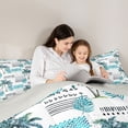 thumbnail image 4 of Feelyou Summer Coconut Tree Comforter Set 7pcs, Cyan Stripes Lines Full Bedding Set, 4 of 8