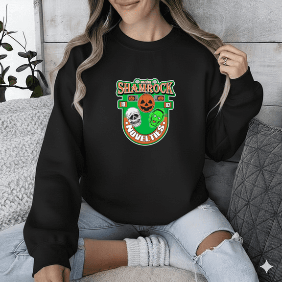 Silver Shamrock 1982 Classic Logo Retro Horror Movie Tribute Graphic Sweatshirt, up to size 5XL