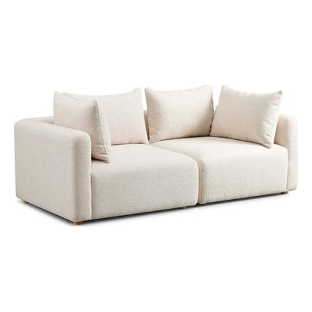 Pemberly Row Contemporary Cream Heavy Textured Fabric Loveseat