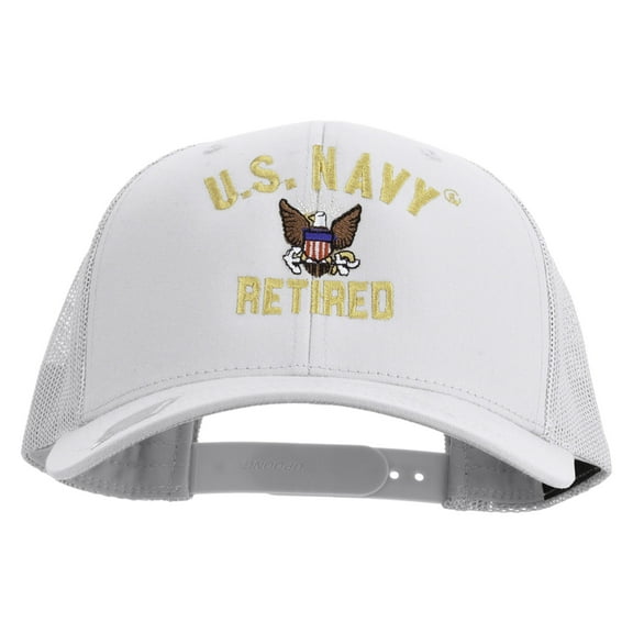 US Navy Retired Embroidered Retro Trucker Cap - White OSFM