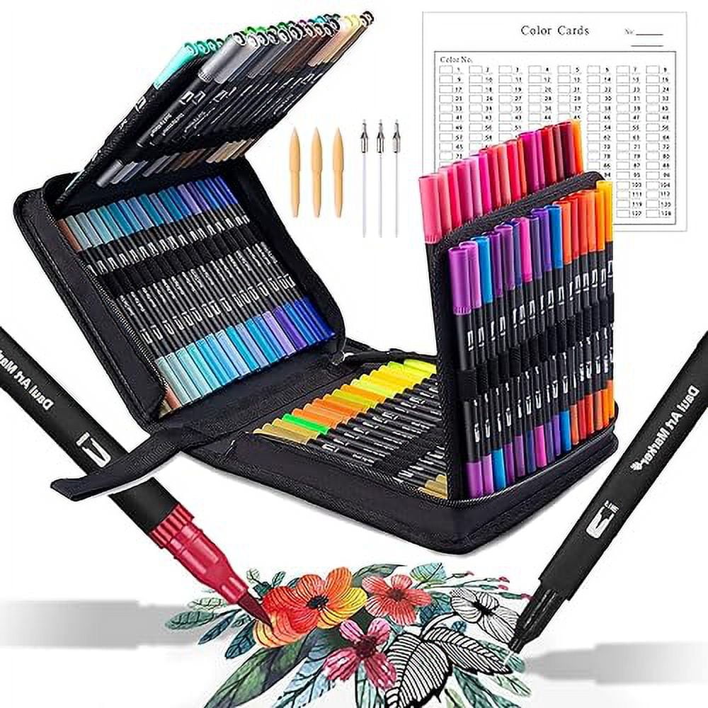 Etui A Crayon 100 Colors Dual Tip Brush Art Marker Pens Set For Coloring - Australia Hethrone Brush Pens