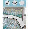 thumbnail image 4 of Quilts King Size, Teal Yellow Oil Painting Soft Comforter Bedding Set for Bed, Contemporary Abstract Art Lightweight Quilted Bedspread with Pillow Cover(2 Pieces) for All Season, 96x106 Inch, 4 of 6