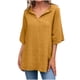 thumbnail image 1 of Camisas sueltas de algodón y lino de manga corta con cuello en V para mujer, blusas de verano OAVQHLG3B Store  lin121212, 1 of 5