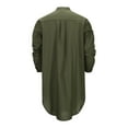 thumbnail image 5 of Mens Kaftan Thobe Cotton Linen Henley Shirt Long Sleeve Robe Casual Muslim Gown Kurta Army Green M, 5 of 9