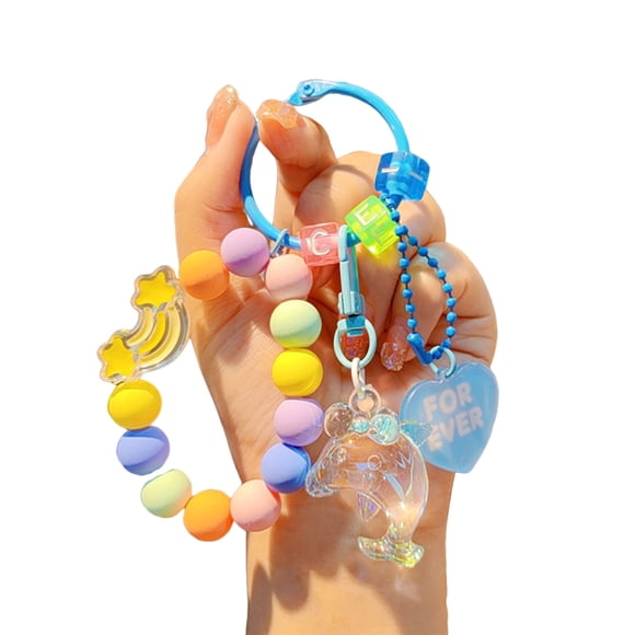 HICESS Wrist Strap Phone Chain Beaded Charm for Women Cute Dolphin Animal Keychain Anti-Lost Bracelet Lanyard for Cell Phone Bag Purse
