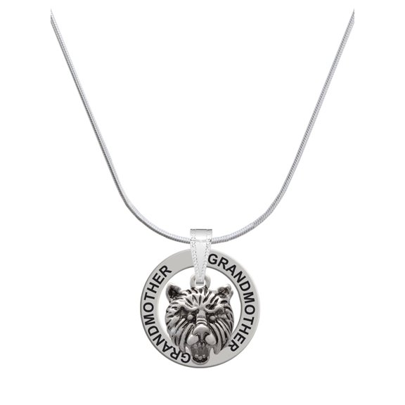 Delight Jewelry Silvertone Small Bear - Mascot Silvertone Grandmother Ring Charm Necklace, 18"