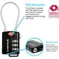 thumbnail image 2 of Lumintrail TSA Approved Lock for Luggage or Suitcase, Easy-to-Read 3 Digit Personalized Combination, Metal Travel Suitcase Luggage Lock, Black, with a 4-FT Braided Steel Cable (2 Pack), 2 of 5