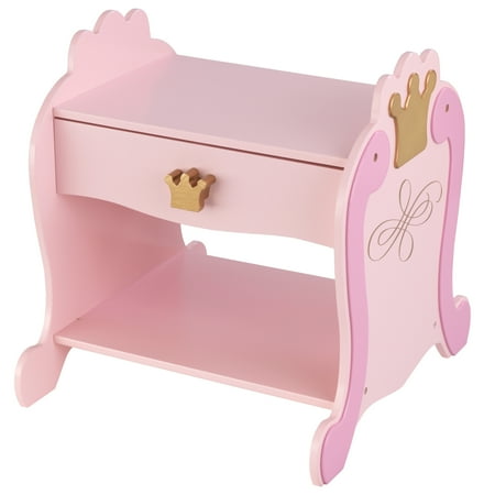 KidKraft Princess Wooden Side Table with Drawer, Pink