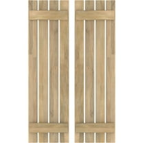 Ekena Millwork 15 1/2"W x 68"H Americraft Four Board (2 Batten) Exterior Real Wood Spaced Board-n-Batten Shutters (Per Pair), Unfinished