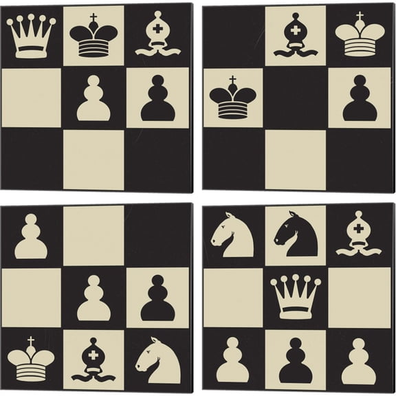Great Art Now Chess Puzzle by Jacob Green 4 Piece Canvas Art Set Each 14"W x 14"H