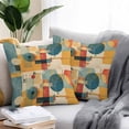 thumbnail image 2 of Throw Pillow Covers 18x18 Inch Set of 2, Blue Yellow Geometric Waterproof Outdoor Pillow Covers, Vintage Oil Painting Abstract Art Decorative Cushion Pillowcases for Couch, Sofa, Bed, Garden, Patio, 2 of 9