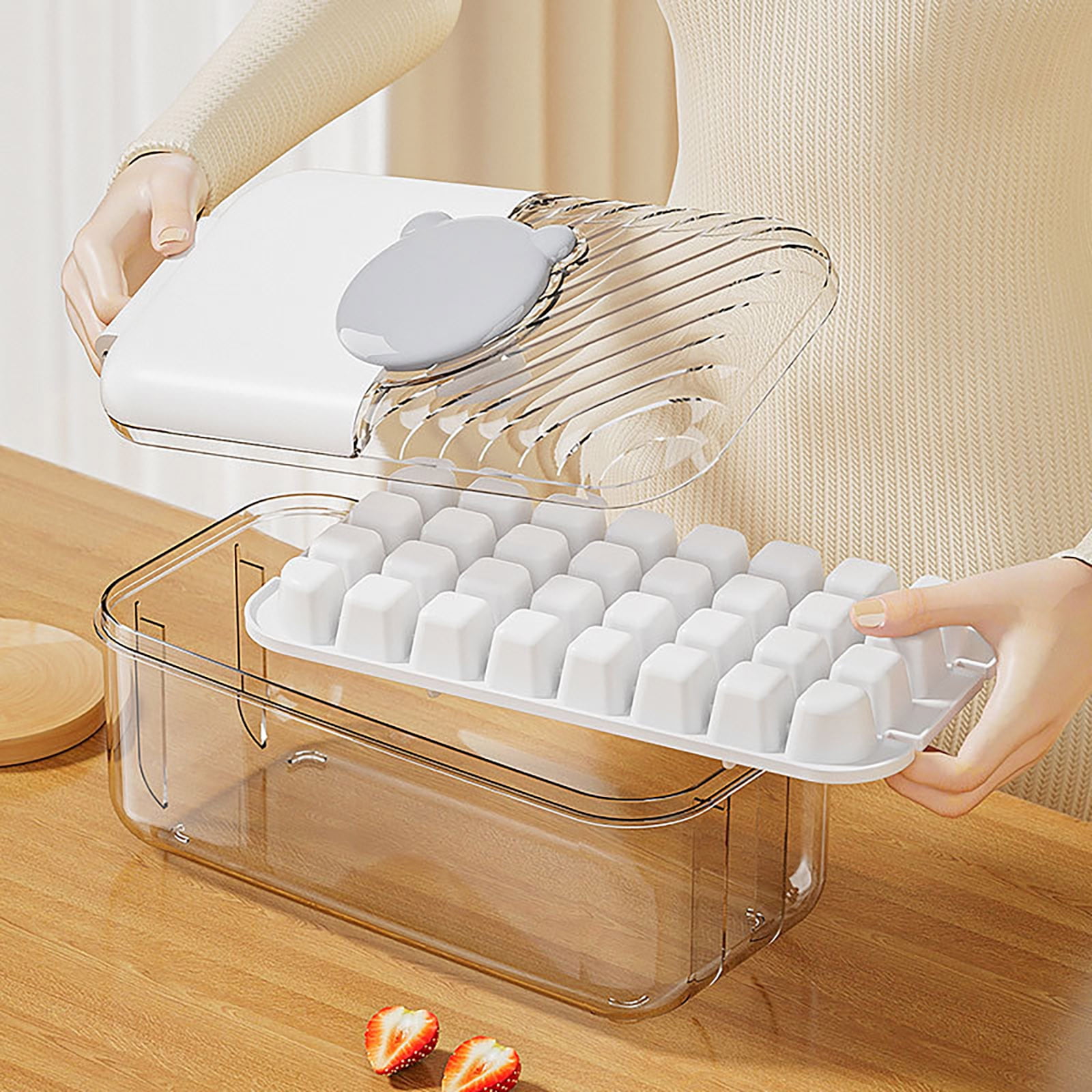 Ice Maker Machine with Storage Box and Shovel for Household Use, Food-Grade Large Capacity Press-Type Ice Block Maker