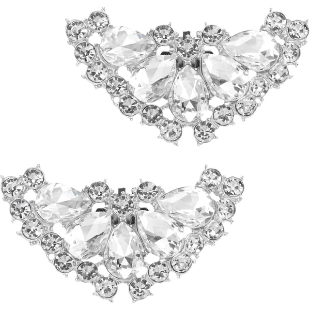 Pack Decorative Rhinestone Shoe Clips, Zinc Alloy Removable Fashion Elegant Crystal Flower Clips Buckle Women Dress