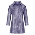 thumbnail image 4 of QUYUON Women Button-Down Dress Casual Loose Long Sleeve Lapel Blouse Shirts Mini Short Dress with Pockets Leopard Print Tunic Dresses Summer Beach Sundress, Purple L, 4 of 6