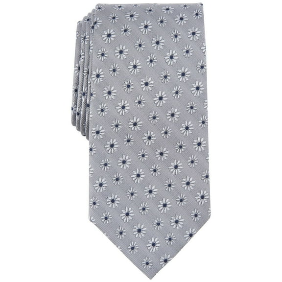 Club Room Men's Daisey Floral Tie Silver Necktie