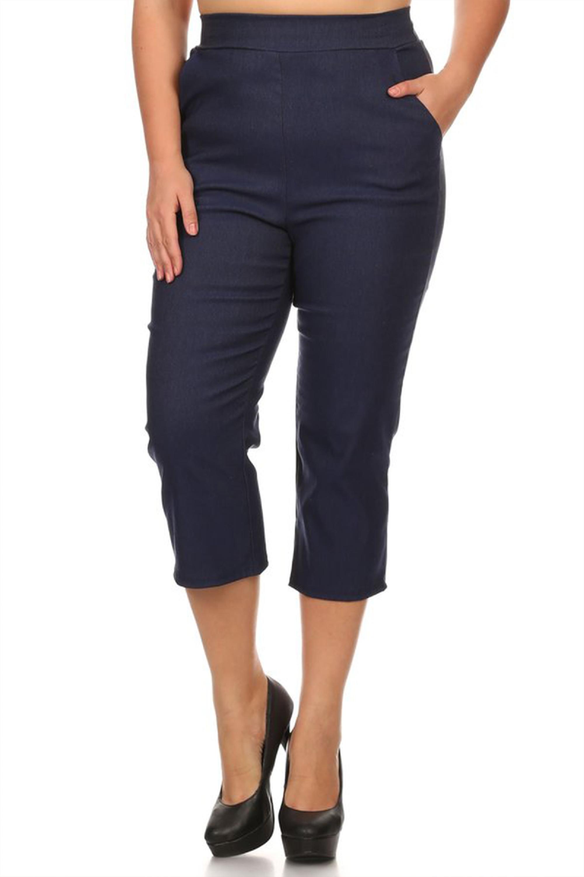 Moa Collection Women's Plus Size High Waist Elastic Slim Pull On