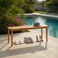 thumbnail image 3 of Hommoo Acacia Wood Outdoor Patio Dining Bench Set, 2-Piece 48" Long Slatted Garden Bench for Backyard, Deck or Entryway, Natural, 3 of 6