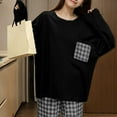 thumbnail image 4 of Bibifish Womens Pajama Sets Cozy Long Sleeve Plaid Loungewear Sets Crew Neck Tops And Pants Comfy Home Wear Sleepwear For Ladies, 4 of 5