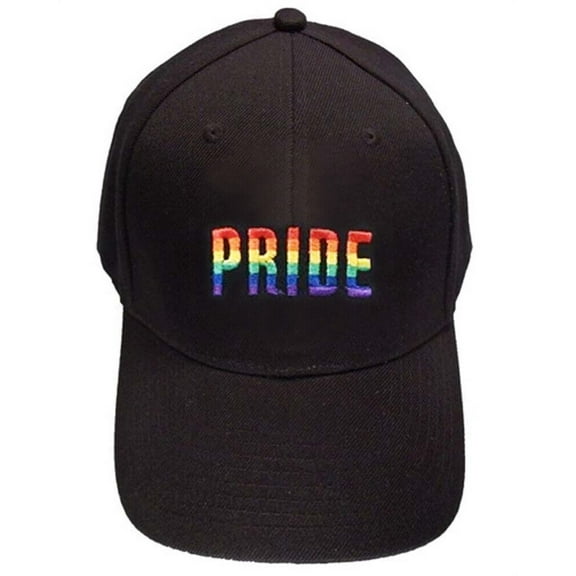 Pride Shack - Black Baseball Hat Rainbow Pride Text LGBT Gay & Lesbian Pride Cap