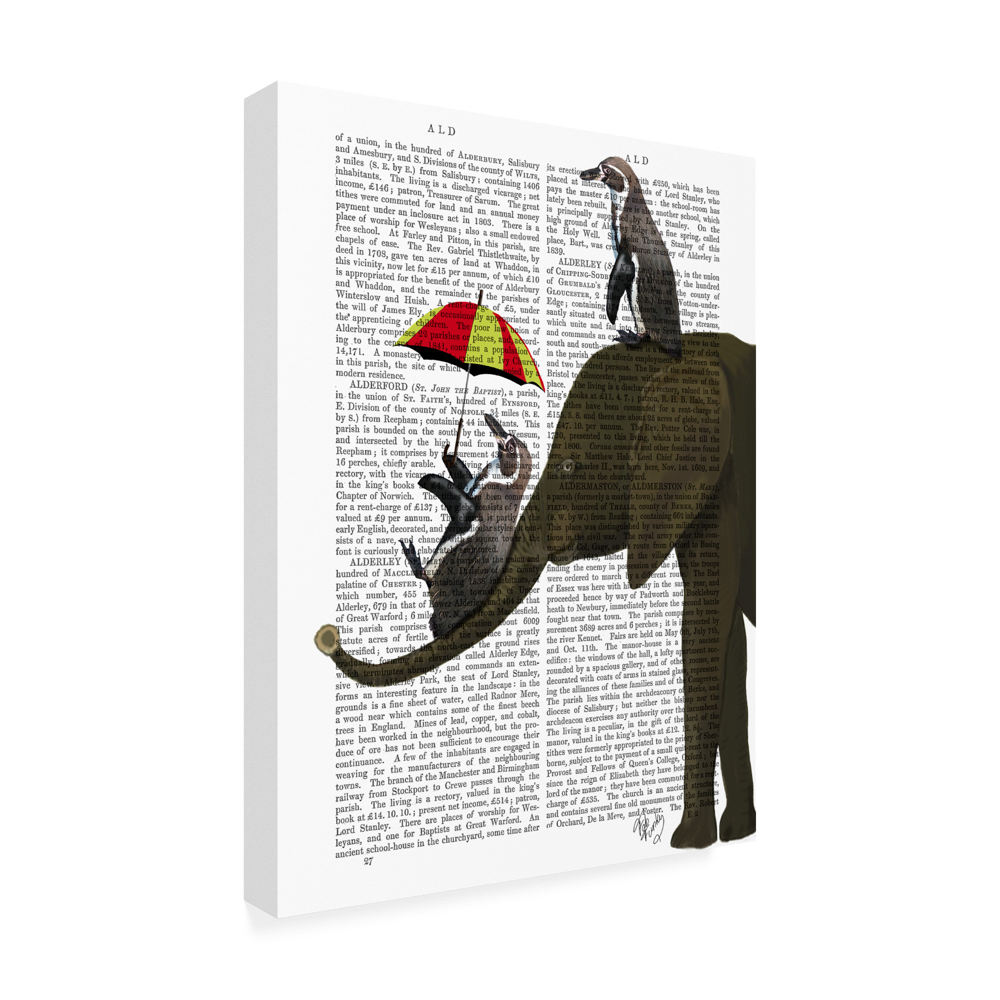 Trademark Fine Art 'Elephant and Penguin' Canvas Art by Fab Funky