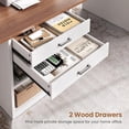 thumbnail image 4 of SEDETA Two Person Desk with Drawers, 90 Inch Long Computer Desk with Storage Shelves, Double Gaming Desk, Wooden Office Desk, Writing Table with Storage for Home Office, White, 4 of 9