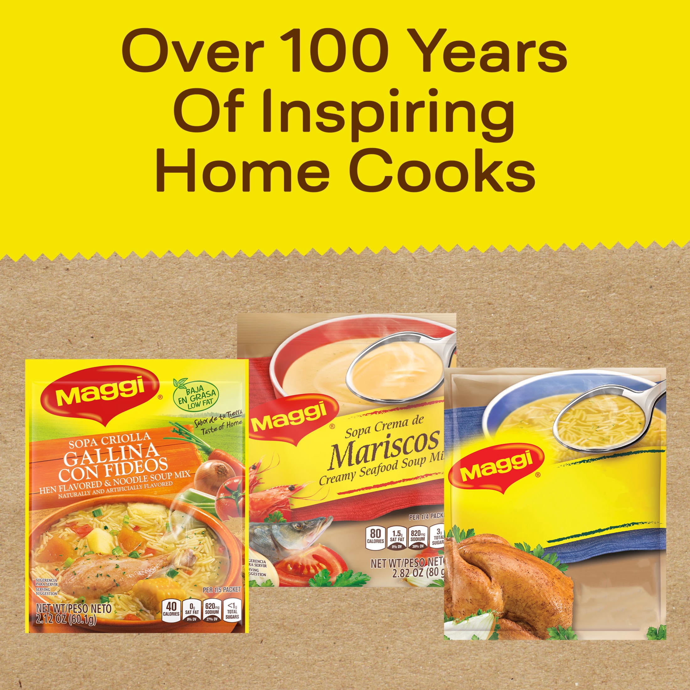 Maggi 50 Calories Chicken Flavored Pasta Soup Mix, 2.11 oz, 4 Servings