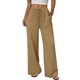 thumbnail image 4 of Pantalones de Lino Mujeres de Verano de Color Sólido Estirado-Cintura Casual Pantalones Rectos con Mezcla de Lino de Algodón Suave, Pantalones Transpirables de Longitud de Tobillo para Diario, 4 of 8