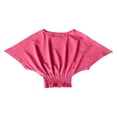 thumbnail image 3 of T-shirt Décontracté Surdimensionné à Manches Courtes Col Rond Smocké Couleur Unie Coupe Ample, 3 of 3