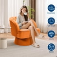 thumbnail image 5 of GARVEE 360° Swivel Barrel Chair,Velvet Accent Armchair  with Cloud-Like Padding & Modern Striped Backrest for Living Room,Bedroom & Office,Orange, 5 of 6