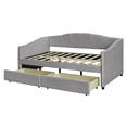 thumbnail image 5 of Triple Tree Velvet, Wood Storage, Tufted Twin Size Upholstered Daybed with Two Storage Drawers Gray, 5 of 7