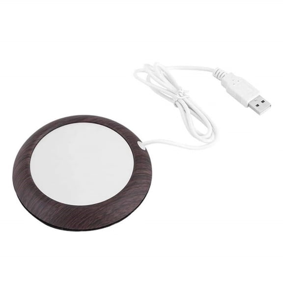 USB Cup Warmer Coaster Coffee Mug Warmer for Desk,Heating Pad Desktop Wood Grain Heat Beverage Mug Mat Tea Coffee Heater Pad for Home & Office(Dark Wooden Grain)