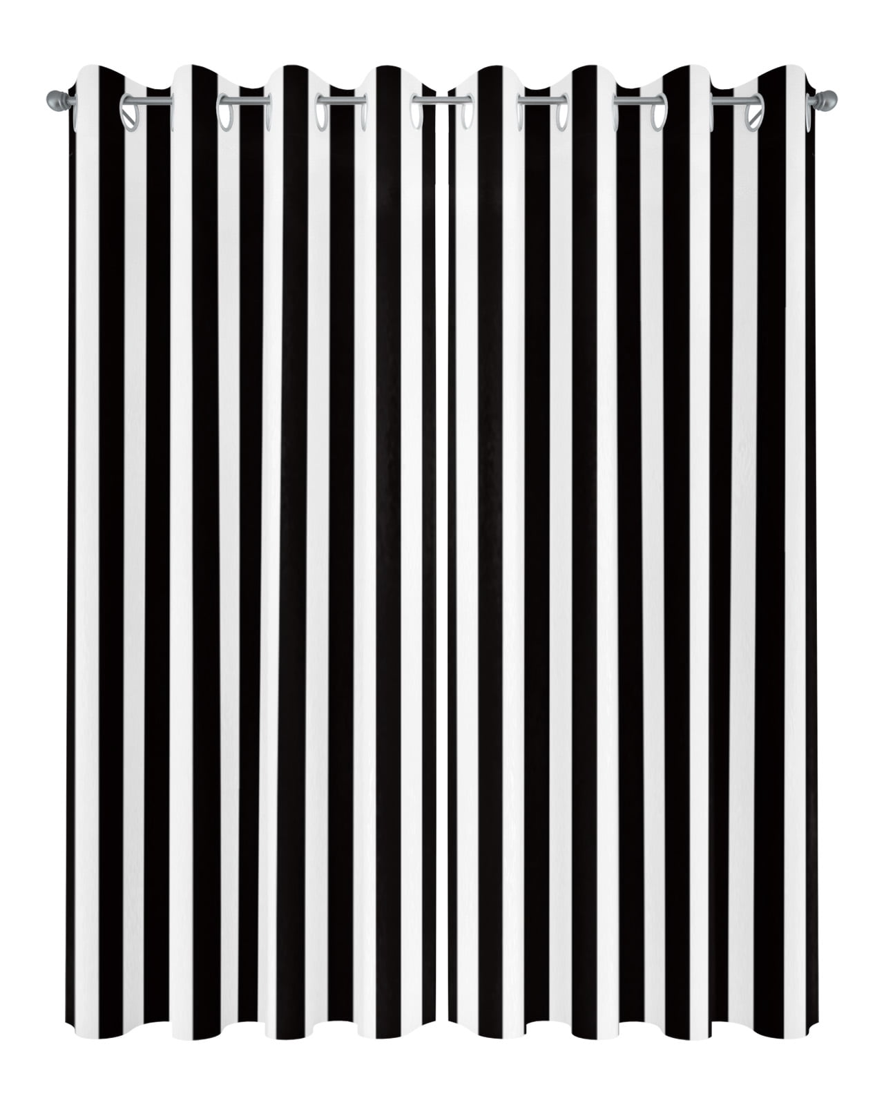 nqOlkjepod Outdoor Curtains for Patio Waterproof, Black Striped Outdoor Privacy Panels Grommet, Modern Farmhouse Black White Stripes Blackout Outside Curtains for Porch/Cabana 54"x95", 2 Panels