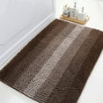 thumbnail image 5 of FUDAKUNA Fluffy Chenille Bathroom Rugs Anti-slip Absorbent Gradient Brown Stripes 19.6" x 31.5" Rectangular Bath Mat Machine Washable, 5 of 6