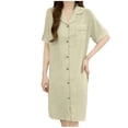 thumbnail image 2 of Wowcloth Women's Nightgown, Solid Color with Notched Collar and Button Front, Comfortable for Home and Sleep, 2 of 5
