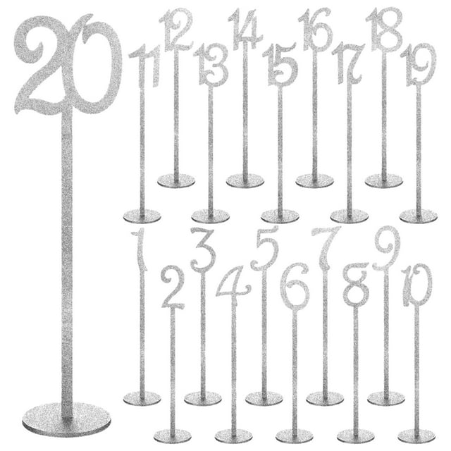Wisewang Wooden Table Numbers Easy To Read Table Number Cards Guide Guests To Seats Wooden Numbers For Wedding Reception 20 pcs Silver 8.7x35cm