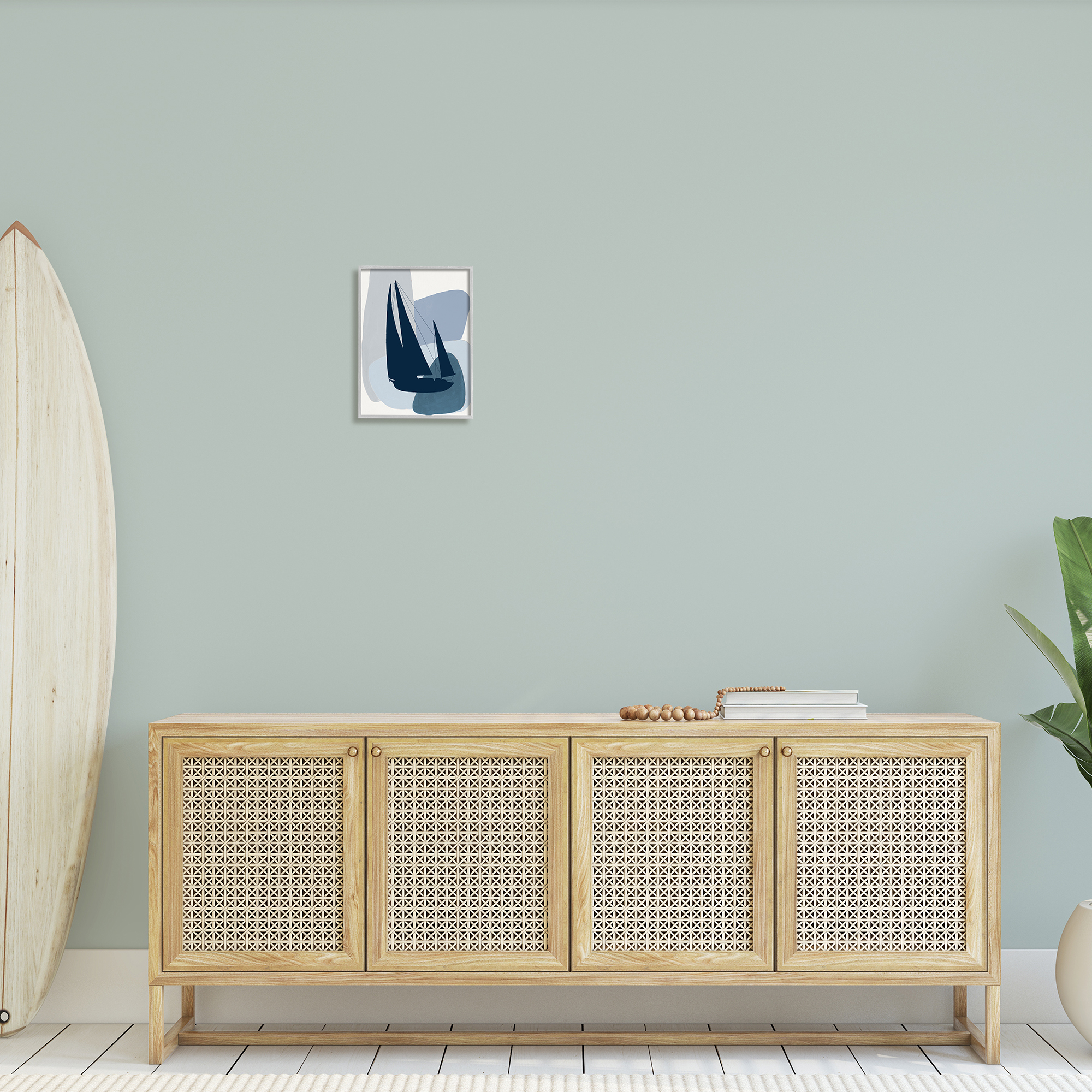 Stupell Industries Abstract Blue Sailboat Yacht Silhouette Mod Shapes, 11 x 14,Design by Patricia Pinto