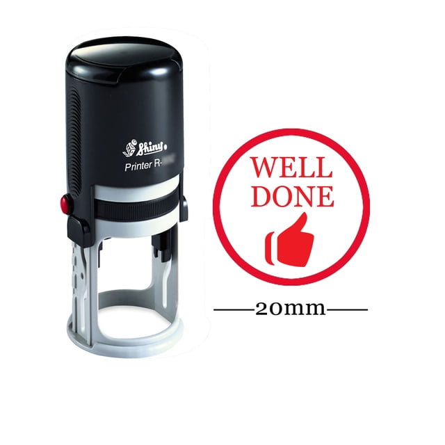 WELL DONE Round Self Inking Rubber Stamp Custom Shiny Personalized Teachers Stamps
