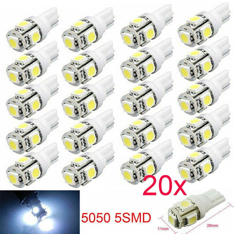 10x T10/W5W Wedge 5-SMD LED Light Bulbs Interior Instrument License 6000K White 