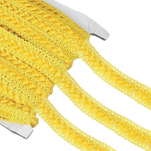 16 Yard Braid Trim, 0.7" Wide Braid Lace Ribbon Gimp Trim Strap for DIY Craft Sewing Accessories Costume Home Decoration, Bright Yellow