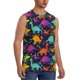 thumbnail image 2 of Balery Colorful Dinosaur Camisetas sin mangas para hombre, absorbe la humedad y protege contra el mal olor.-Small, 2 of 7