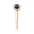 thumbnail image 3 of ANGARA Natural Round Sapphire Three Stone Halo Ring with Diamonds in 14K Rose Gold for Women (Size-5mm) | September Birthstone, Anniversary, Jewelry Gift for Women | Natural Blue Sapphire Ring, 3 of 9