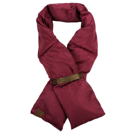 C.C Unisex Soft Slim Warm Insulating Quilted Puffer Scarf Neckwarmer, Burgundy