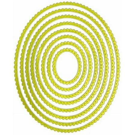 UPC: 0194186009756 | Dress My Craft Basic Designer Dies-Large Stitched Scalloped Oval Frame