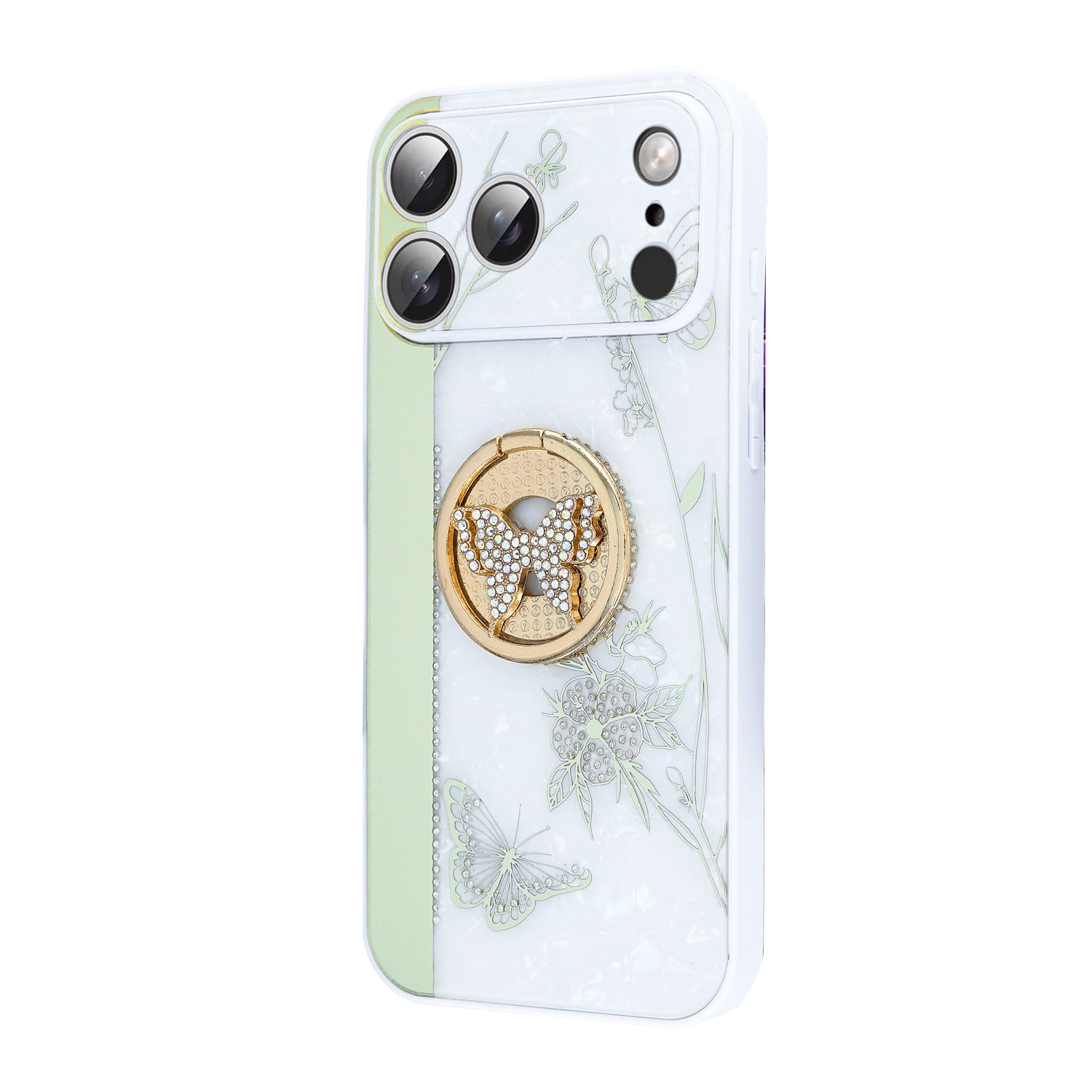 Glitter Diamond Butterfly Case for iPhone 17 Pro Max - White
